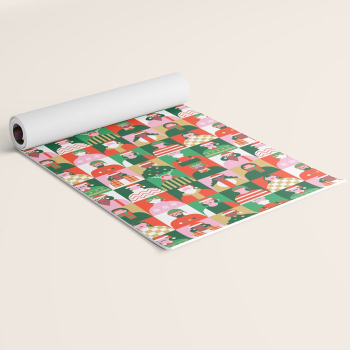 Diverse festive christmas people pattern Yoga Mat Gallery Image 2