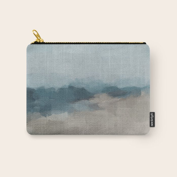 Beach Day I - Navy Ocean Horizon Sandy Sunny Clear Blue Skies Abstract Nature Painting Wall Art Carry All Pouch Gallery Image 1