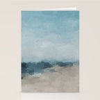 Beach Day I - Navy Ocean Horizon Sandy Sunny Clear Blue Skies Abstract Nature Painting Wall Art Stationery Card Gallery Image 2