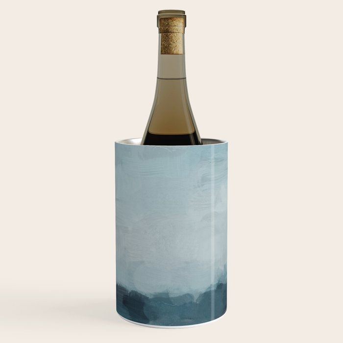 Beach Day I - Navy Ocean Horizon Sandy Sunny Clear Blue Skies Abstract Nature Painting Wall Art Wine Chiller Gallery Image 2