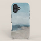 Beach Day I - Navy Ocean Horizon Sandy Sunny Clear Blue Skies Abstract Nature Painting Wall Art iPhone Case Gallery Image 1