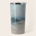 Beach Day I - Navy Ocean Horizon Sandy Sunny Clear Blue Skies Abstract Nature Painting Wall Art Travel Mug Gallery Image 1