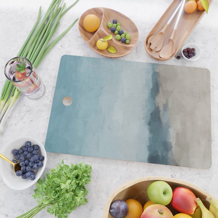 Beach Day I - Navy Ocean Horizon Sandy Sunny Clear Blue Skies Abstract Nature Painting Wall Art Cutting Board Gallery Image 2