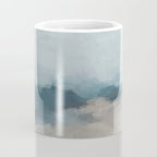 Beach Day I - Navy Ocean Horizon Sandy Sunny Clear Blue Skies Abstract Nature Painting Wall Art Coffee Mug Gallery Image 4
