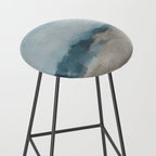 Beach Day I - Navy Ocean Horizon Sandy Sunny Clear Blue Skies Abstract Nature Painting Wall Art Stool Gallery Image 2