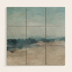 Beach Day I - Navy Ocean Horizon Sandy Sunny Clear Blue Skies Abstract Nature Painting Wall Art Wood Wall Art Gallery Image 1