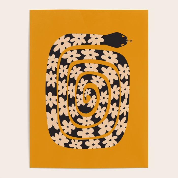 Black & Cream Snake Flower - Orange  Poster Gallery Image 4