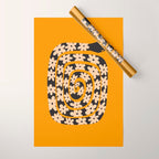 Black & Cream Snake Flower - Orange  Wrapping Paper Gallery Image 1
