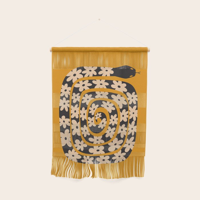 Black & Cream Snake Flower - Orange  Wall Hanging Gallery Image 1