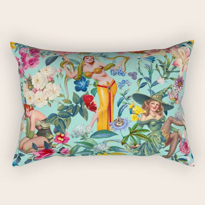 Floral and Pin-Up Girls V Rectangular Pillow Gallery Image 2