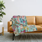 Floral and Pin-Up Girls V Throw Blanket Gallery Image 1