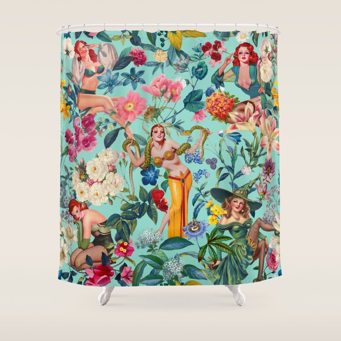Floral and Pin-Up Girls V Shower Curtain Gallery Image 1