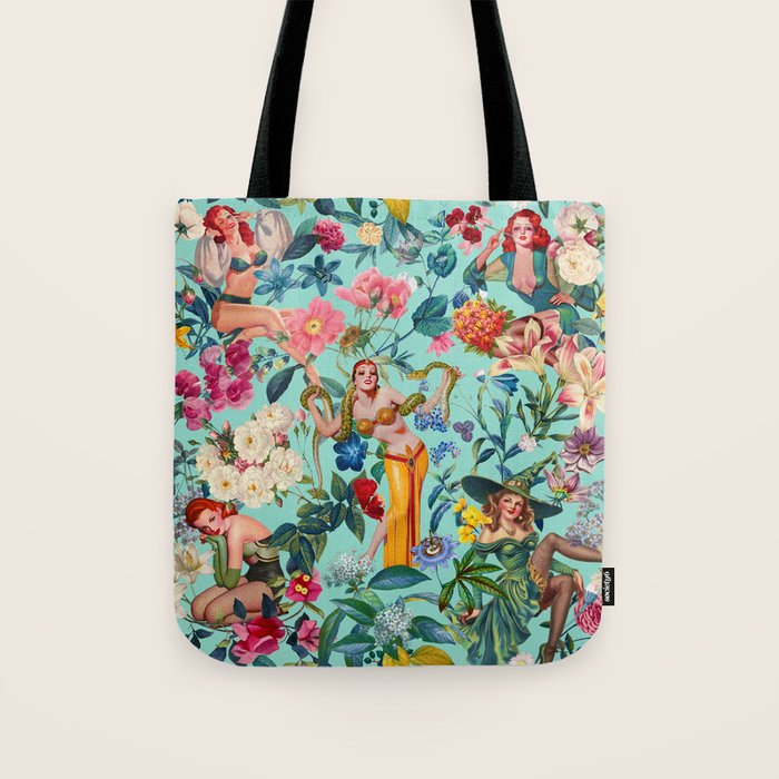 Floral and Pin-Up Girls V Tote Bag Gallery Image 1