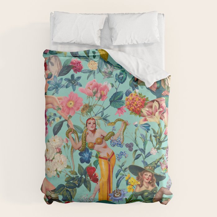 Floral and Pin-Up Girls V Duvet Cover Gallery Image 6