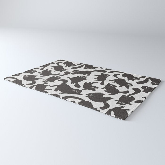 Hand-Drawn Black Cats Rug Gallery Image 3