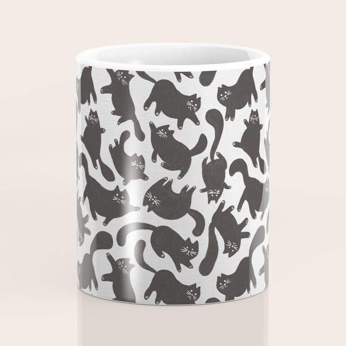 Hand-Drawn Black Cats Coffee Mug Gallery Image 4