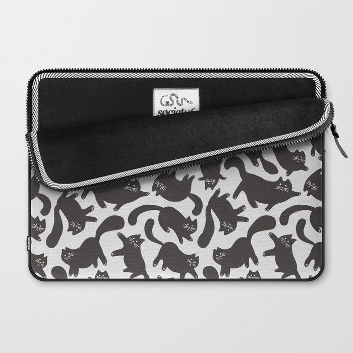 Hand-Drawn Black Cats Laptop Sleeve Gallery Image 2
