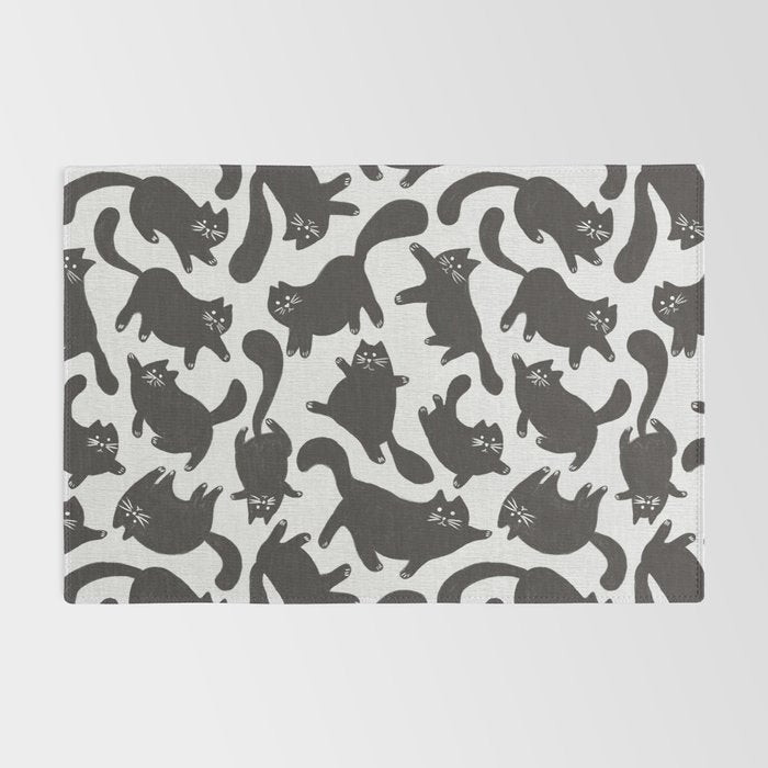 Hand-Drawn Black Cats Rug Gallery Image 2