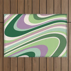 Liquid Swirl Groovy Ripple Retro 60s & 70s Pattern II Outdoor Rug Gallery Image 1