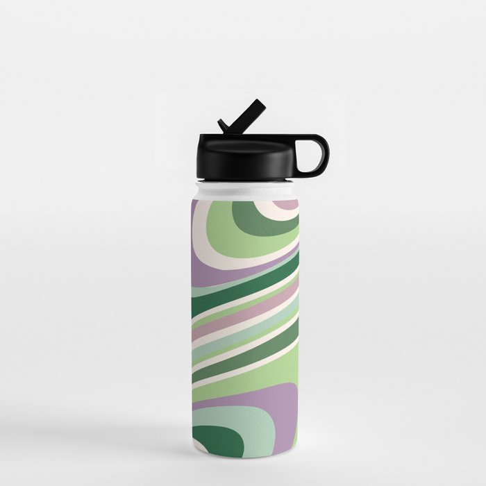 Liquid Swirl Groovy Ripple Retro 60s & 70s Pattern II Water Bottle Gallery Image 1