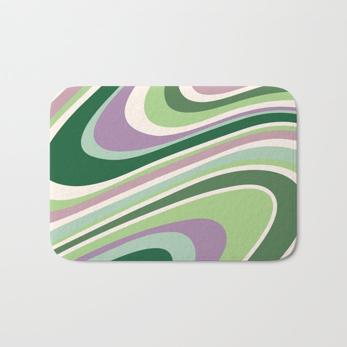 Liquid Swirl Groovy Ripple Retro 60s & 70s Pattern II Bath Mat Gallery Image 1