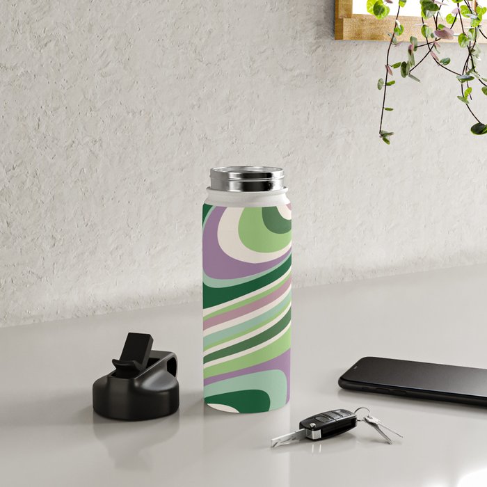 Liquid Swirl Groovy Ripple Retro 60s & 70s Pattern II Water Bottle Gallery Image 4
