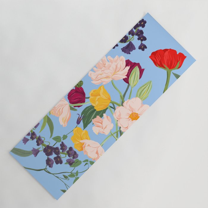 Poppy Garden Blue Yoga Mat Gallery Image 1