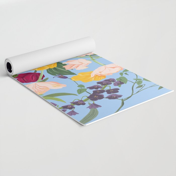 Poppy Garden Blue Yoga Mat Gallery Image 2