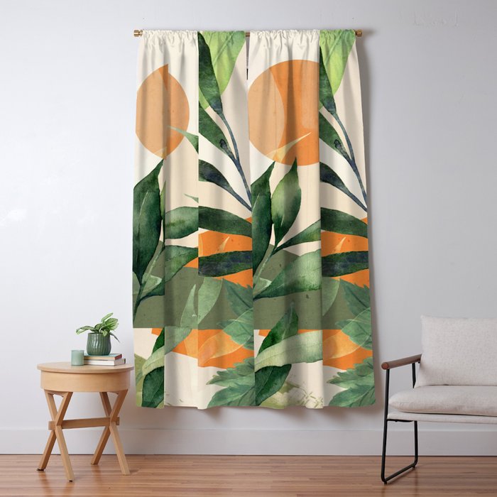 Abstract Art Tropical Leaves 123 Window Curtain Gallery Image 5