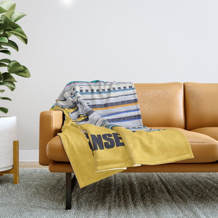 Shinkansen Bullet Train Evolution - Yellow Throw Blanket Gallery Image 1