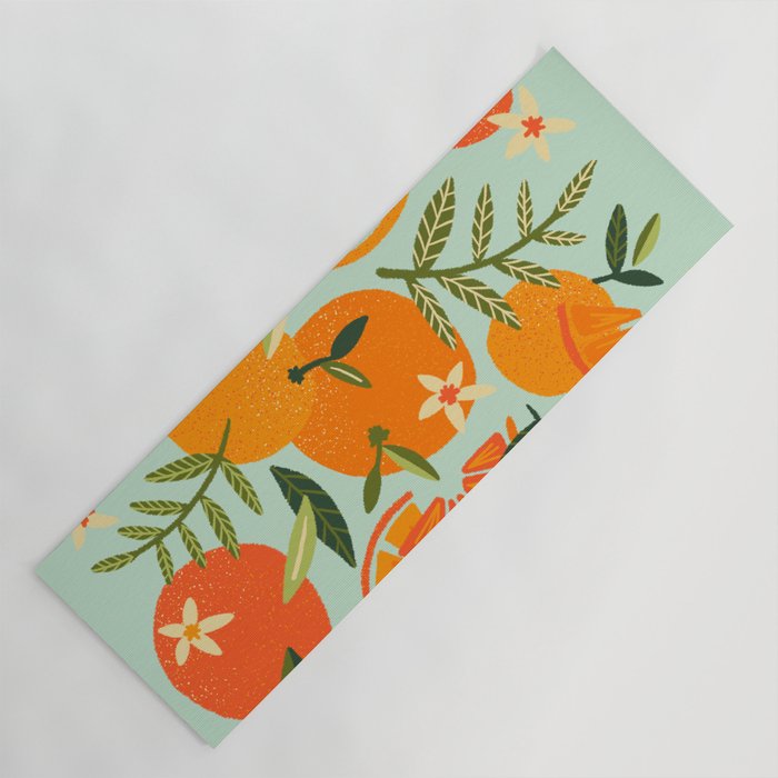 Orange Blooms - Mint Palette Yoga Mat Gallery Image 1