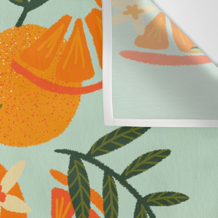 Orange Blooms - Mint Palette Wall Tapestry Gallery Image 3