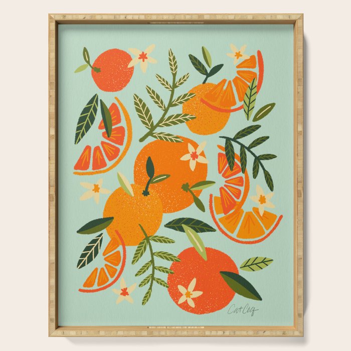 Orange Blooms - Mint Palette Serving Tray Gallery Image 1