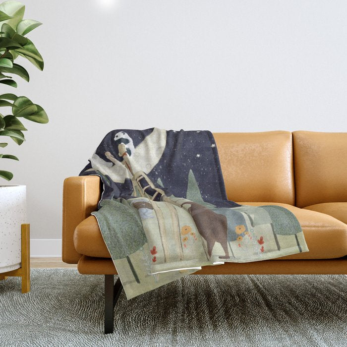 the moon forest Throw Blanket Gallery Image 1