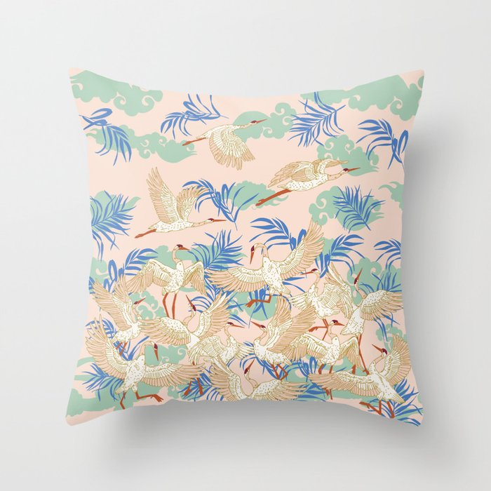 Cranes dance Throw Pillow Gallery Image 6