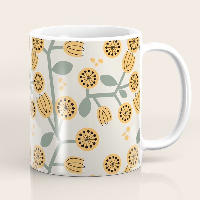 Climbing Flowers in Yellow and Green  Coffee Mug Gallery Image 1