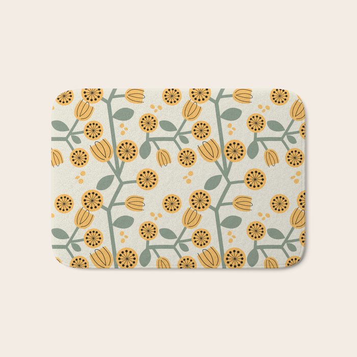 Climbing Flowers in Yellow and Green  Bath Mat Gallery Image 1