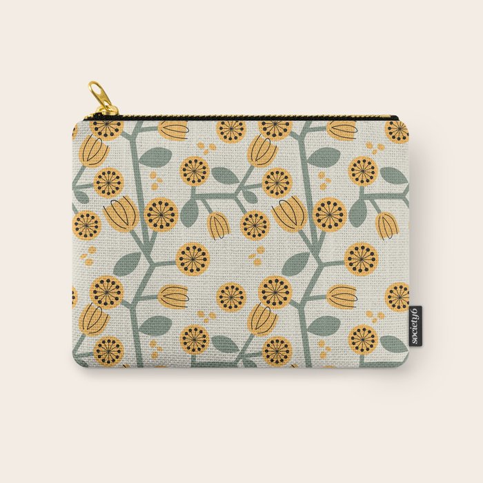 Climbing Flowers in Yellow and Green  Carry All Pouch Gallery Image 1