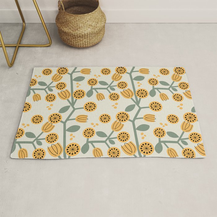 Climbing Flowers in Yellow and Green  Rug Gallery Image 1