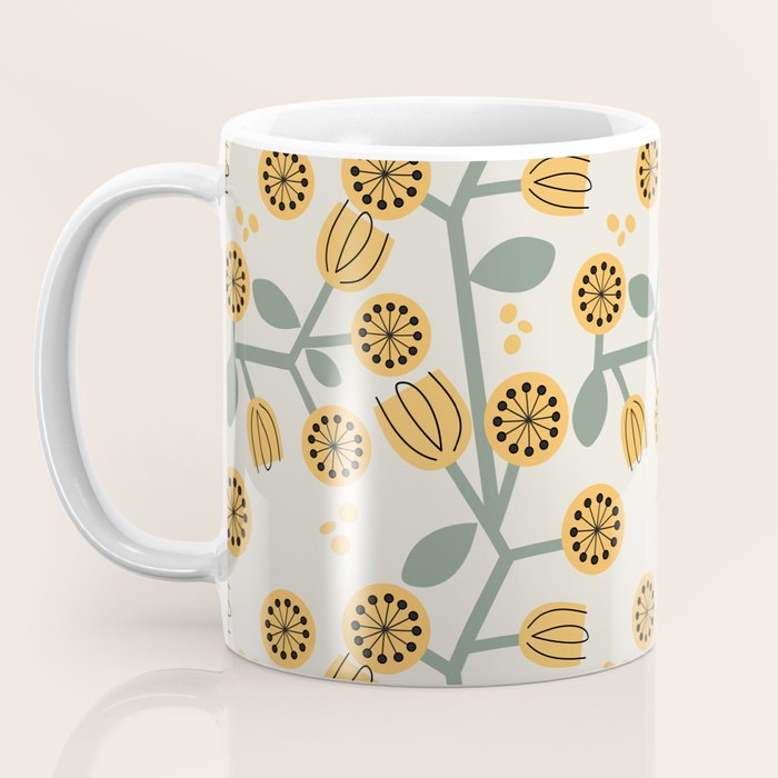 Climbing Flowers in Yellow and Green  Coffee Mug Gallery Image 3