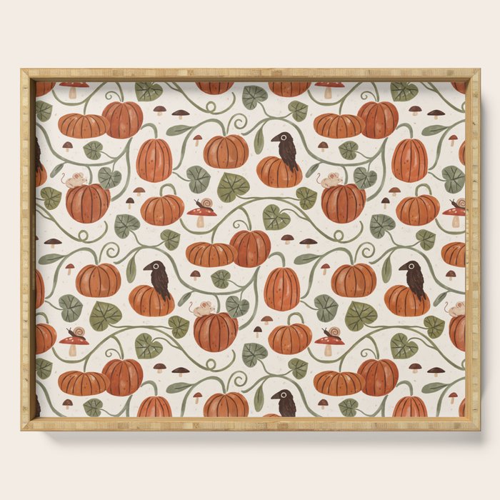 Gouache Pumpkin Patch Serving Tray Gallery Image 1
