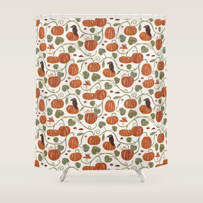 Gouache Pumpkin Patch Shower Curtain Gallery Image 1