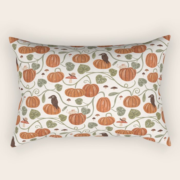 Gouache Pumpkin Patch Rectangular Pillow Gallery Image 1