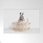 Baby Donkey in a Wooden Bathtub, Donkey Taking a Bath, Bathtub Animal Art Print By Synplus Welcome Mat Gallery Image 1