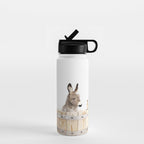 Baby Donkey in a Wooden Bathtub, Donkey Taking a Bath, Bathtub Animal Art Print By Synplus Water Bottle Gallery Image 1