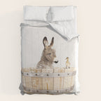 Baby Donkey in a Wooden Bathtub, Donkey Taking a Bath, Bathtub Animal Art Print By Synplus Comforter Gallery Image 6