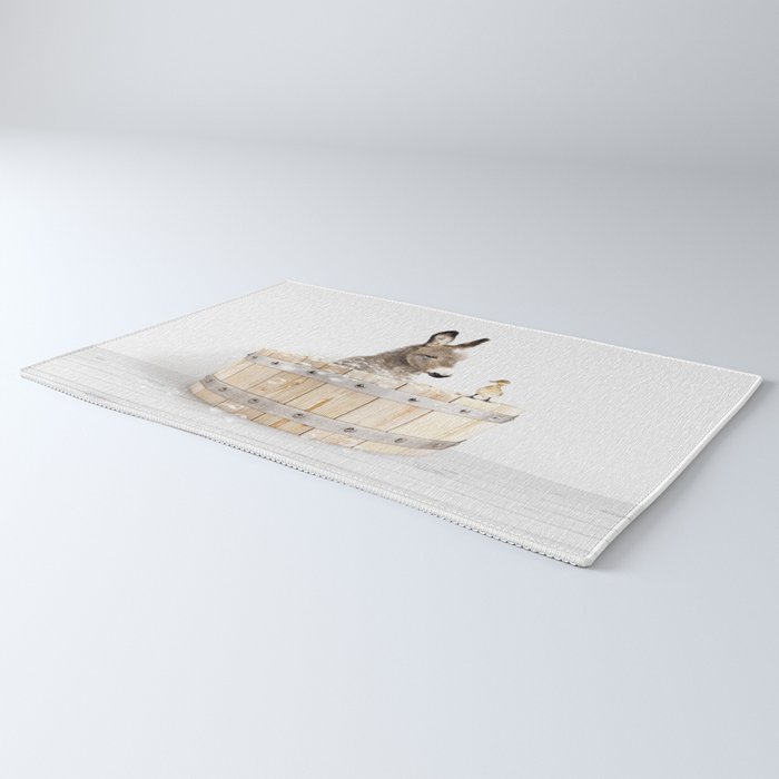 Baby Donkey in a Wooden Bathtub, Donkey Taking a Bath, Bathtub Animal Art Print By Synplus Rug Gallery Image 3