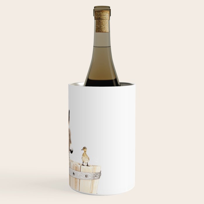 Baby Donkey in a Wooden Bathtub, Donkey Taking a Bath, Bathtub Animal Art Print By Synplus Wine Chiller Gallery Image 3