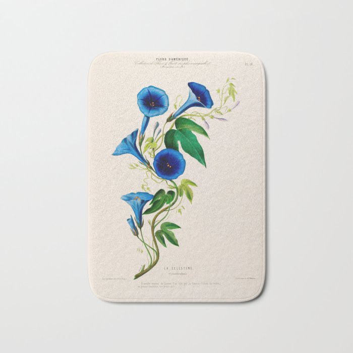 Celestine (blue bindweed) from "Flore dâAmÃ©rique" by Ãtienne Denisse, 1840s Bath Mat Gallery Image 1