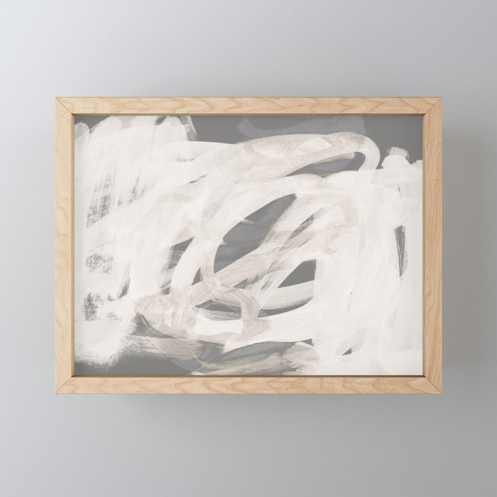 abstract brushstrokes neutral Mini Art Print Gallery Image 1